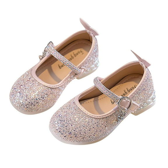 breaise Little Kids Girls Dress Pumps Glitter Sequins Princess Low Heels Princess Dress Shoes Party Dance Shoes Rhinestone Sandals