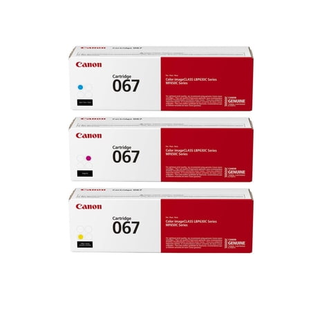 Canon 067 Original Toner Cartridge C/M/Y 3-Pack Genuine For LBP633Cdw, LBP632Cdw, MF652Cdw, MF653Cdw, MF654Cdw, MF656Cdw.