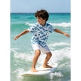 thumbnail image 4 of Aideaone 2 Pack Boy Hawaiian Shirts Button Down Kids Tropical Aloha Shirts Short Sleeve Size 8-14 Year, 4 of 5