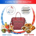 thumbnail image 4 of Red Cartoon Dinosaurs Snowflakes Pattern Womens Lunch Box for Work,Insulated Large Lunch Bag for Tween and Teen,Loncheras Para Mujer,Leakproof Adult Lunch Bag for Work,Beach,Travel,Picnic,Camping, 4 of 7