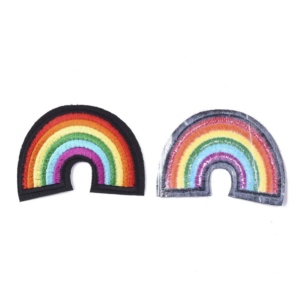 Computerized Embroidery Cloth Iron On Patches Costume Accessories Appliques Rainbow Colorful 44x61x2mm diy