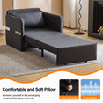 thumbnail image 6 of Resenkos 3-in-1 Convertible Sleeper Chair Bed with USB/Type-C Tray, Leather, Black, 6 of 11