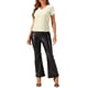 thumbnail image 2 of Camiseta casual de terciopelo para mujer Inspire Chic, de cuello en V, de manga corta, tamaño S, color beige, 2 of 6