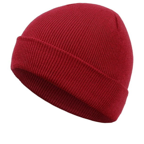 Minnieouse Nuevos sombreros de invierno para mujer, gorros para niñas, gorro de punto sólido bonito, gorros de otoño para niñas, gorros, gorro más Sombreros rojo oscuro Minnieouse AP0387-09B