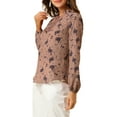 thumbnail image 4 of Allegra K Women's Floral Print Bow Tie Ruffle Neck Long Sleeve Blouse Top, 4 of 6