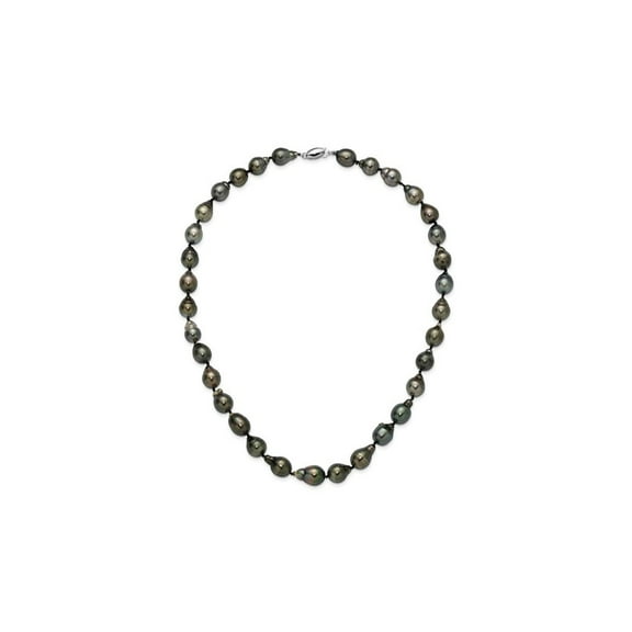 Saltwater Cultured Tahitian Pearl Necklace (8-11mm) in 14K White Gold for Women