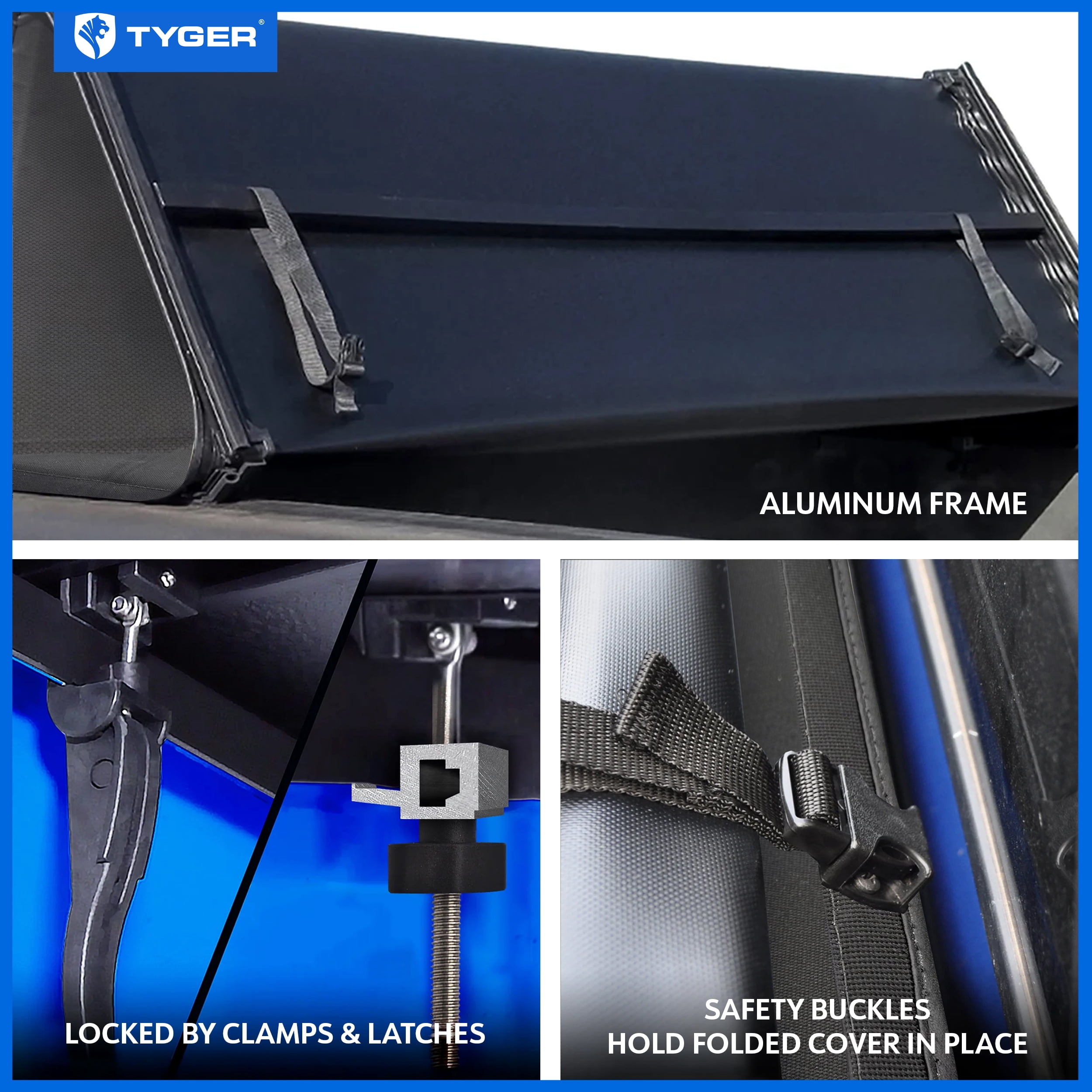 Tyger Auto T3X Soft Tri-Fold in Fabric Truck Bed Tonneau Cover Compatible with 2009-2018 Dodge Ram 1500; 2019-2024 Classic | 5'7" (67") Bed | TG-BC3D1015X