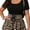 Black, variant on Women's Plus Size Leopard Print Scoop Neck Lace Up Ruffle Hem Peplum Tee Shirt Top