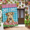 thumbnail image 2 of Watercolor Dog Spring Summer Welcome House Flag English Sheepdog Tulip Flowers Blue Buffalo Plaid Outside Yard Decor Flag Banner 28X40 Inch Double Side Style 1, 2 of 6