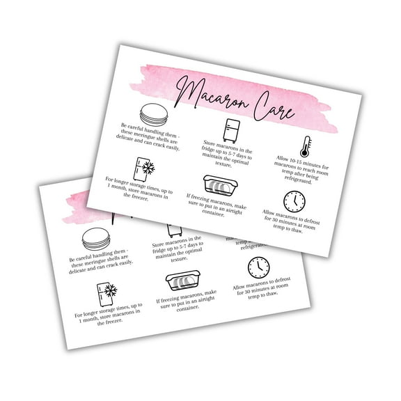 Lashicorn Macaron Care Instruction Storage Cards  30 pk 4x6 Bakery Customer Sourdough Bread Macaroon Packaging Piping Tip Baker Business Dessert Contracts Forms