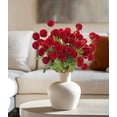 thumbnail image 4 of Flores artificiales Briful 12 unidades de crisantemos kiku rojos con tallos de 53 cm, 4 of 7