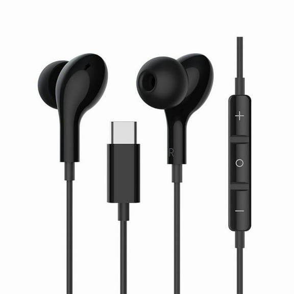 USB C Earbuds Wired Headphones for Apple iPhone 16 Plus 15 Pro Max 16e iPad Small Ear Bud Corded Type C Earphone with Microphone for Samsung Galaxy S25 S24 S23 Ultra S22 Google Pixel 9 8 7 Black
