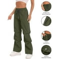thumbnail image 5 of XFLWAM Women's Parachute Pants Casual Baggy Hiking Pants Drawstring Elastic Waist Wideleg Track Trousers Y2K Streetwear, 5 of 8