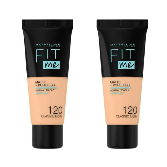 Maybelline Fit Me Matte Poreless Foundation No:120 Classic Ivory 30ml -2 Pack