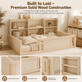 thumbnail image 3 of Miniyam Twin Size Floor Bed, Kids Bed Frame with Guardrails and 6 Built-In Side Storage Shelves, Natural, 3 of 6