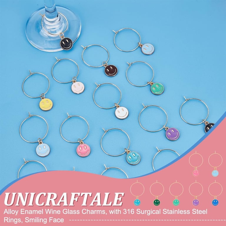 100Pcs Stainless Steel Hoop Earrings & Wine Glass Charms - 5 Styles, 18-37mm, For DIY Jewelry Making