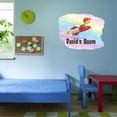 thumbnail image 3 of Home Watercolor Custom Name Wall Decals for Kids Room - Fly With Rocket Ship Rainbow Background Outer Space Personalized Bedroom Wall Sticker Water Color Style - Size: 40 In x 32 In, 3 of 5
