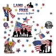 thumbnail image 2 of 9-Pack Patriotic Window Cling Decals, Vibrant American Flag & Independence Day Themed Stickers with Stars, Soldier Silhouettes & Military Elements for Home Window Decor, Indoor Par, 2 of 6