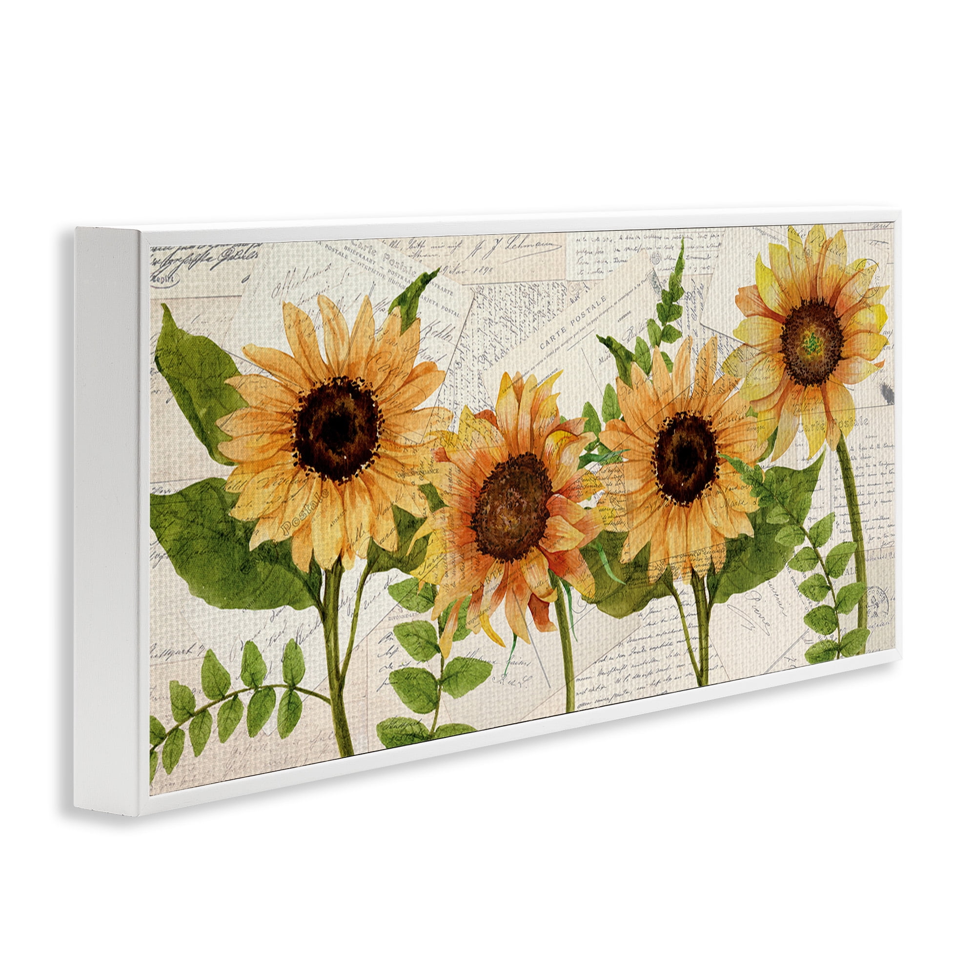 Stupell Industries Vintage European Postcard Collage Botanical & Floral Painting White Framed Art Print Wall Art, 24 x 10