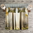 thumbnail image 3 of Ambesonne Nature Quilted Bedspread Set 3 Pcs, Forest Leaves at Sunrise, Queen Size, Yellow Green Brown, 3 of 3