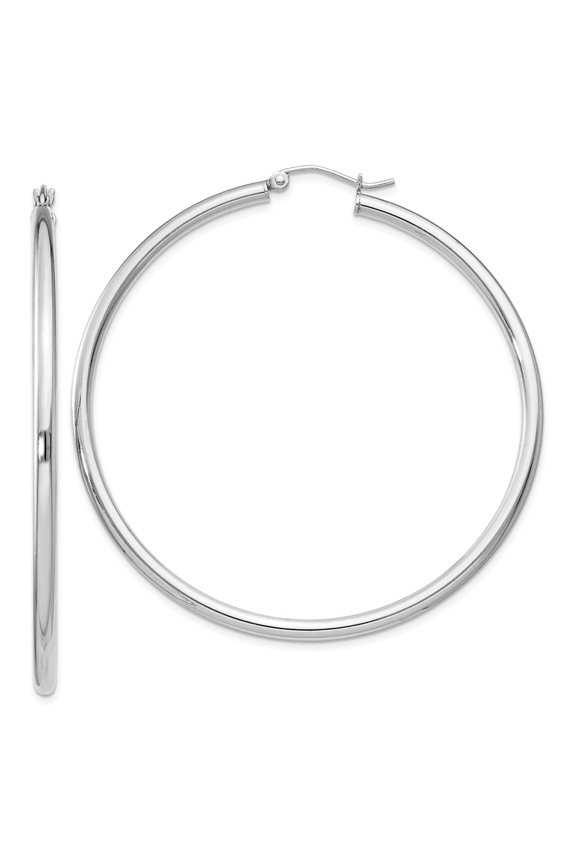 White Sterling Silver Earring Hoop Women'S 57 mm 55