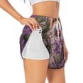 thumbnail image 3 of Lsque Dog in Lavender Flowers Printed Women's Running Shorts with Liner Pockets,Elastic Quick Dry Workout Athletic Gym Yoga Shorts,Womens High Waist Shorts-Large, 3 of 9