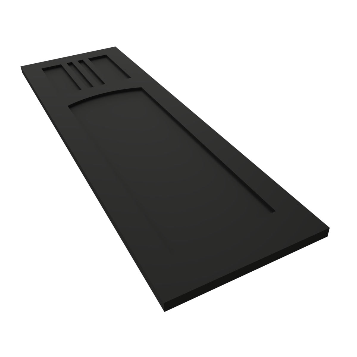Ekena Millwork 15"W x 35"H True Fit PVC San Miguel Mission Style Fixed Mount Shutters, Black (Per Pair - Hardware Not Included)