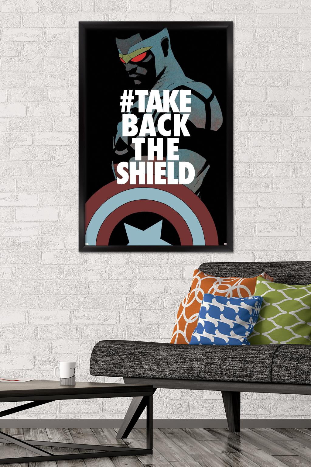 Marvel Comics - Falcon - Take Back the Shield Wall Poster, 22.375" x 34", Framed