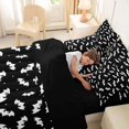 thumbnail image 5 of Homewish Dark Gothic Happy Halloween7 Pieces Full Size Bedding Sets,Bat Silhouette Dot Print Full Size Bed in a Bag,Black,Black Reversible, 5 of 8