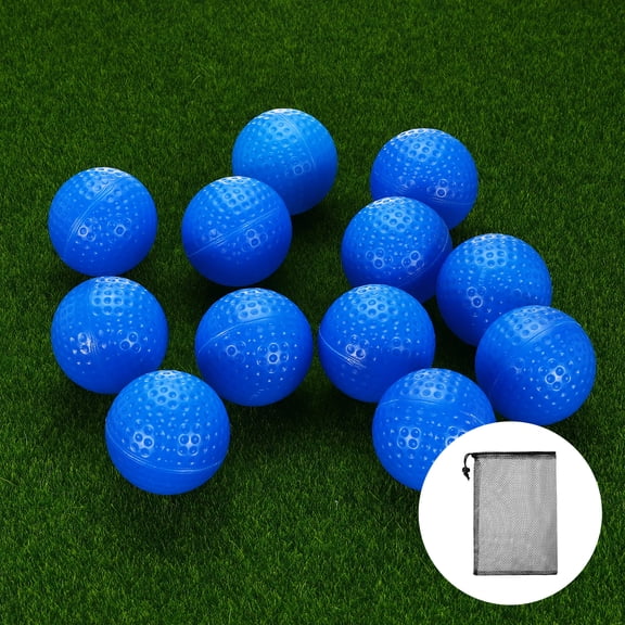 Uxcell Practice Golf Balls, Colored Golf Balls with Net Bag Realistic Feel and Long Lasting Limited Flight -Fitting For (Indoor/Outdoor/Backyard Practice) 1.6" & 12Pack & PE & Light Blue