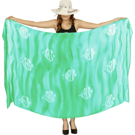 HAPPY BAY Women s Beachwear Sarong Bikini Skirt Swim Cover up Swimwear Bathing suit Summer Wraps Swimsuit Beach Wrap Coverups for Women One Size Shamrock Fern  Fish