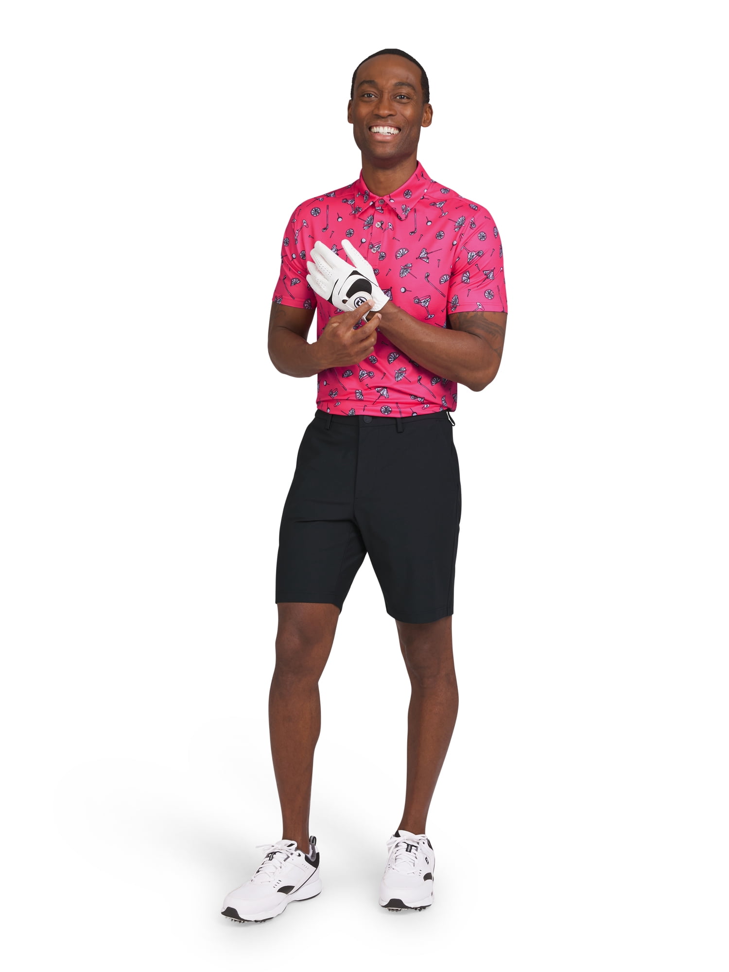 Chaps Golf Men's and Big Men's Classic Fit Short Sleeve Printed Mesh Polo Shirt