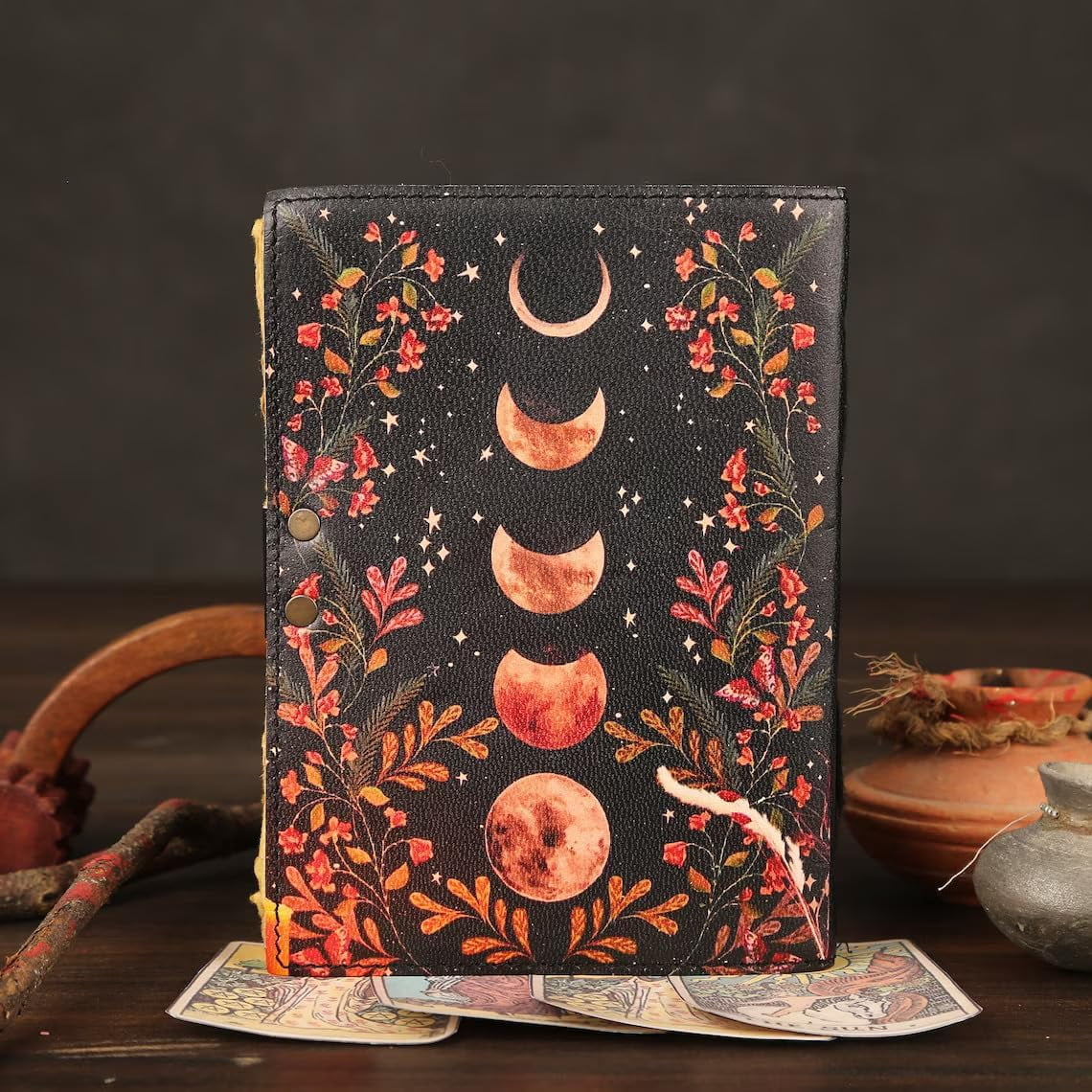 Grimoire Moon Phases Spell Book Of Shadows Journal, Witchcraft Supplies, Leather Bound Journal, Vintage Journal, Charmed Book Of Shadows, Vintage Notebook, Diary, Book Journal
