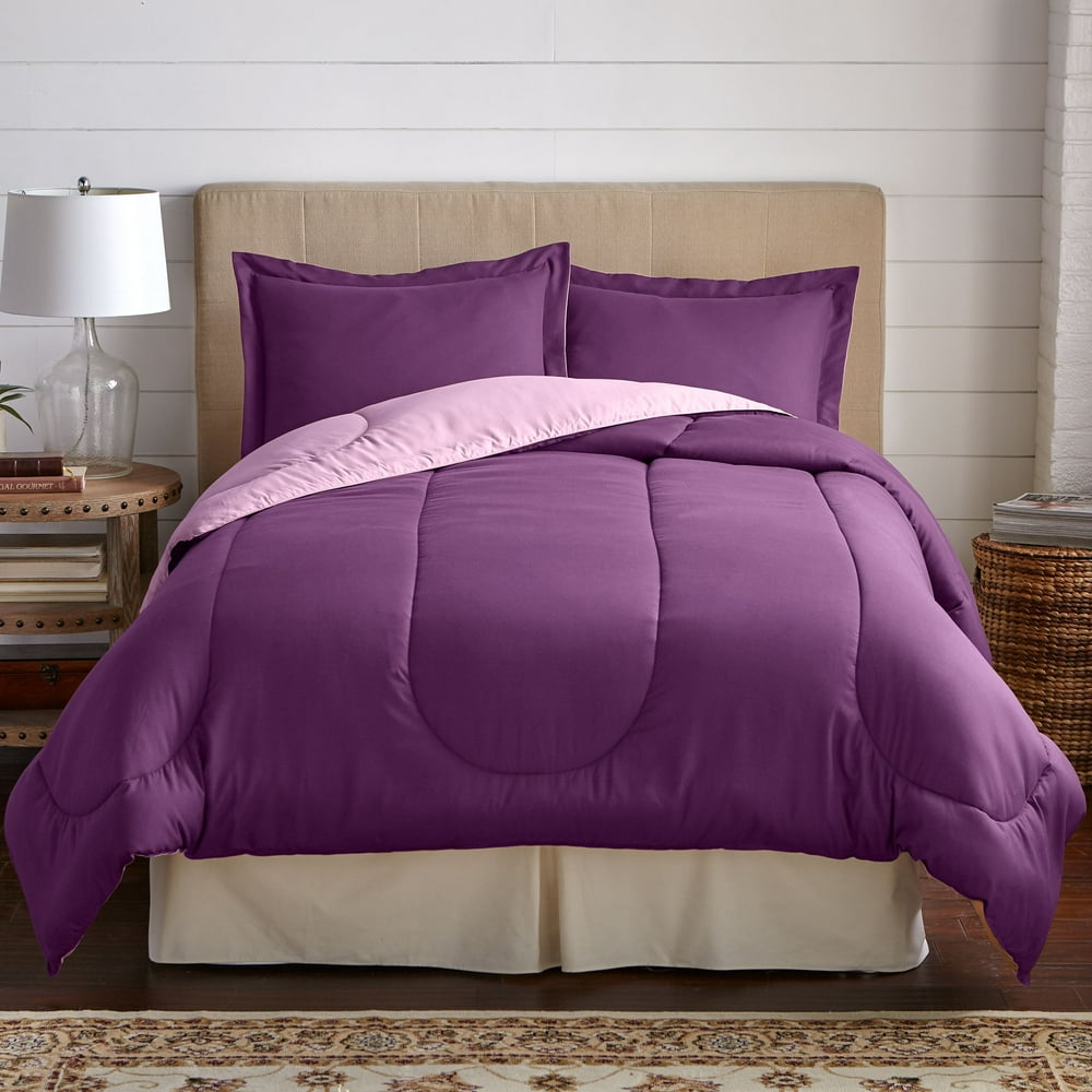 BrylaneHome Comforter Queen, Plum Dusty Lavender