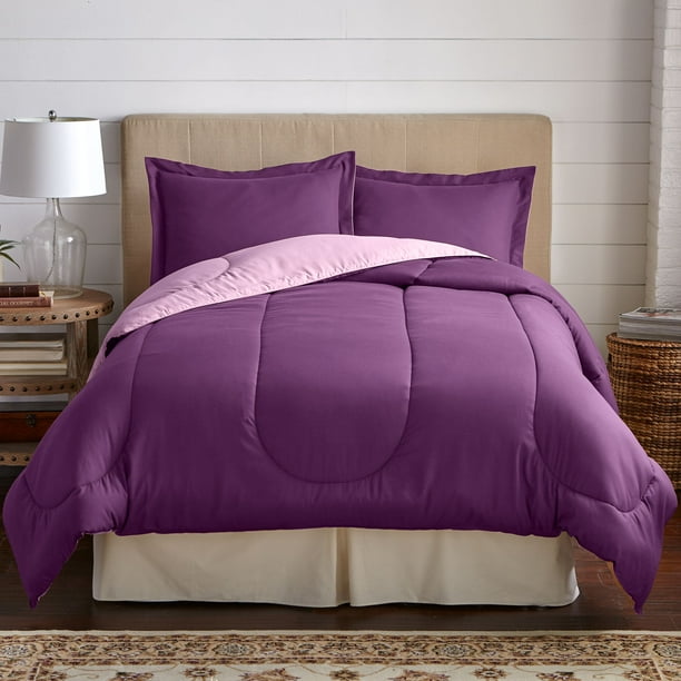 BrylaneHome Comforter Queen, Plum Dusty Lavender