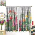 thumbnail image 3 of Watercolor Cactus Curtain,Southwest Tropical Plant Desert Wooden Board Background Rod Sleeves Window Drapes for Living Room Bedroom Kitchen Bathroom Home Decor W84xL84in, 3 of 6