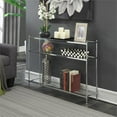 thumbnail image 2 of Pemberly Row Table Console Moderne à 3 Niveaux en Verre Clair et Chrome, 2 of 4