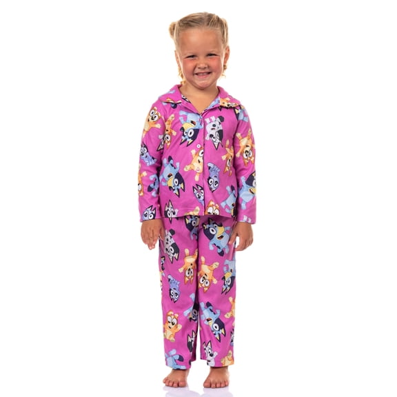 Bluey Pajamas Toddler Girl's Bingo Muffin Long Sleeve Button Up Pant Set