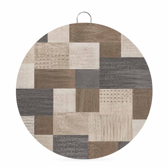 Welcome Sign Front Door Decorations, Brown Blue Checked Round Wall Art Outdoor Metal Wreaths, Vintage Buffalo Plaid Farmhouse Seasonal Hanging Sign for Home Porch Decor Warming Gift 6 In