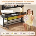 thumbnail image 4 of Low Bunk Bed Twin Over Twin with Desk, House Shaped Bunk Bed Frame with Bookshelf and 2 Drawers, Metal Floor Twin Bunk Beds with Full-Length Guardrail and Ladder for Dormitory and Bedroom, Black, 4 of 9