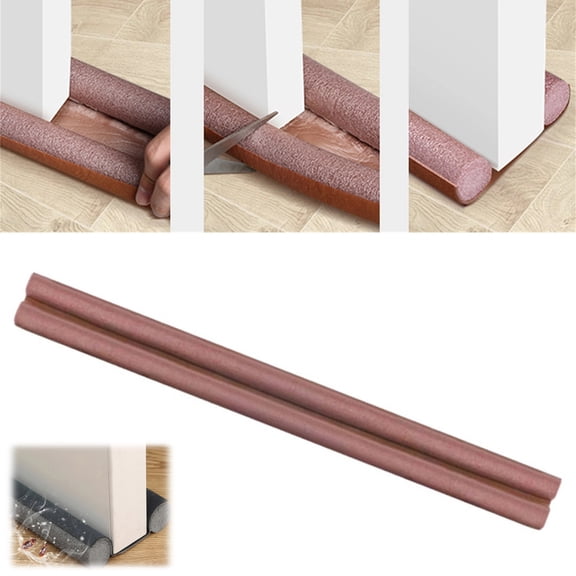 Double Sided Under Door Seal Insulation Foam Draft Excluder,Bottom Door Gap Filler Draft Stopper,Weather Stripping Noise Blocker Size Adjustable (Brown)