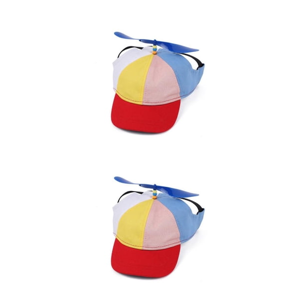 Greeniant Sombrero de hélice para mascotas, colorido, desmontable, Adorable, a prueba de sol, transpirable, reemplazo de verano, suministros Rojo L 2piezas
