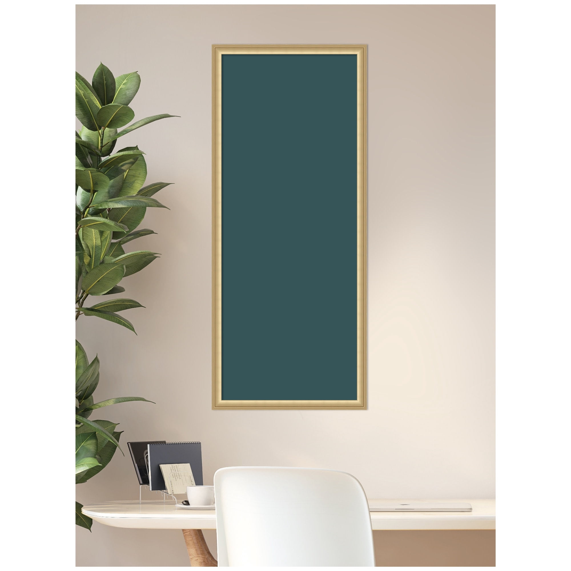 Kate and Laurel Framed Fabric Pinboard 18 x 42,  Printed Linen Classic Bulletin Board for Use as a Vision Board or Wall Organization, Florence Gold Frame