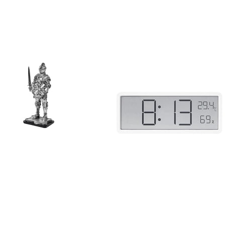 Esquirla Knight Statue Resin Desktop Figurine Art Crafts Collectible Digital Wall Clock Multifunctional Office Living Room Bedroom Suitable for Gift Giving Shelves Display Home Decoration