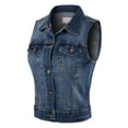 thumbnail image 4 of Made by Olivia Women's Junior Fit Sleeveless Button up Jean Denim Jacket Vest, 4 of 7