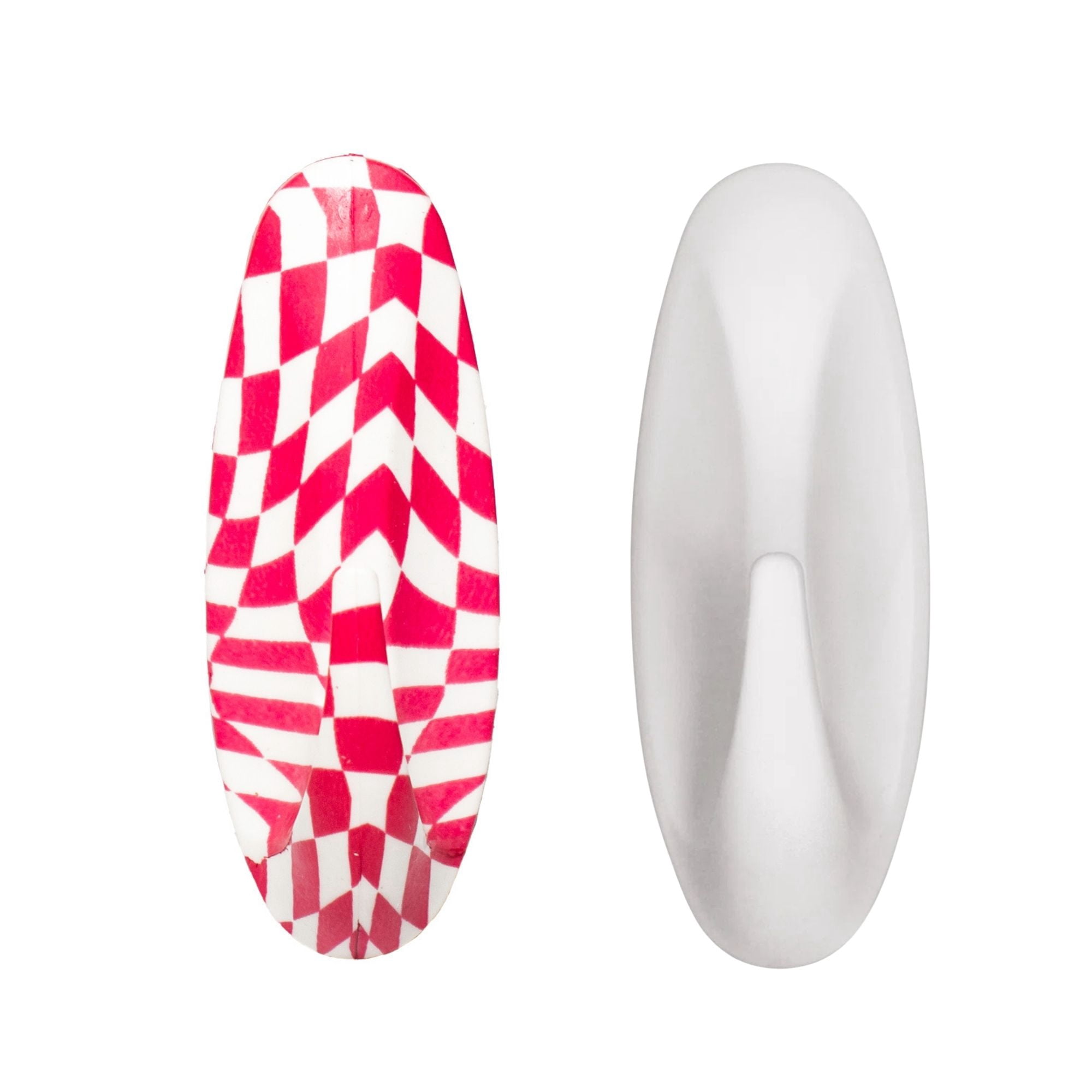 CharCharms Pink Checker Wall Hooks 3-Pack | Stick On Adhesive Decorative Hooks for Damage Free Hanging | Removable Wall Hooks for Dorm Rooms | Keys, Hats, Bags | Hold 3 lbs Each