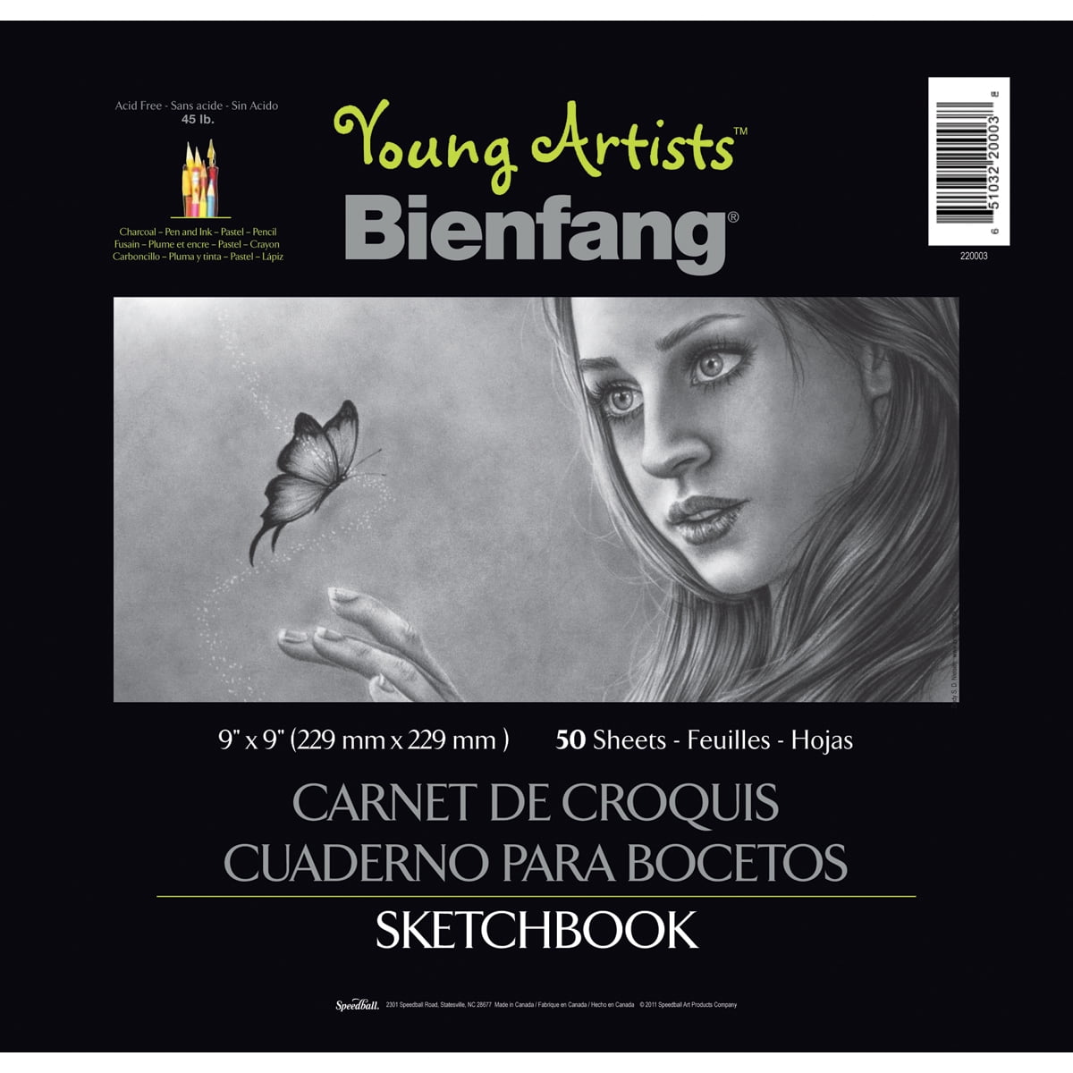 Young Artists Sketch Book 9"X9"50 Sheets, Pk 3, Bienfang