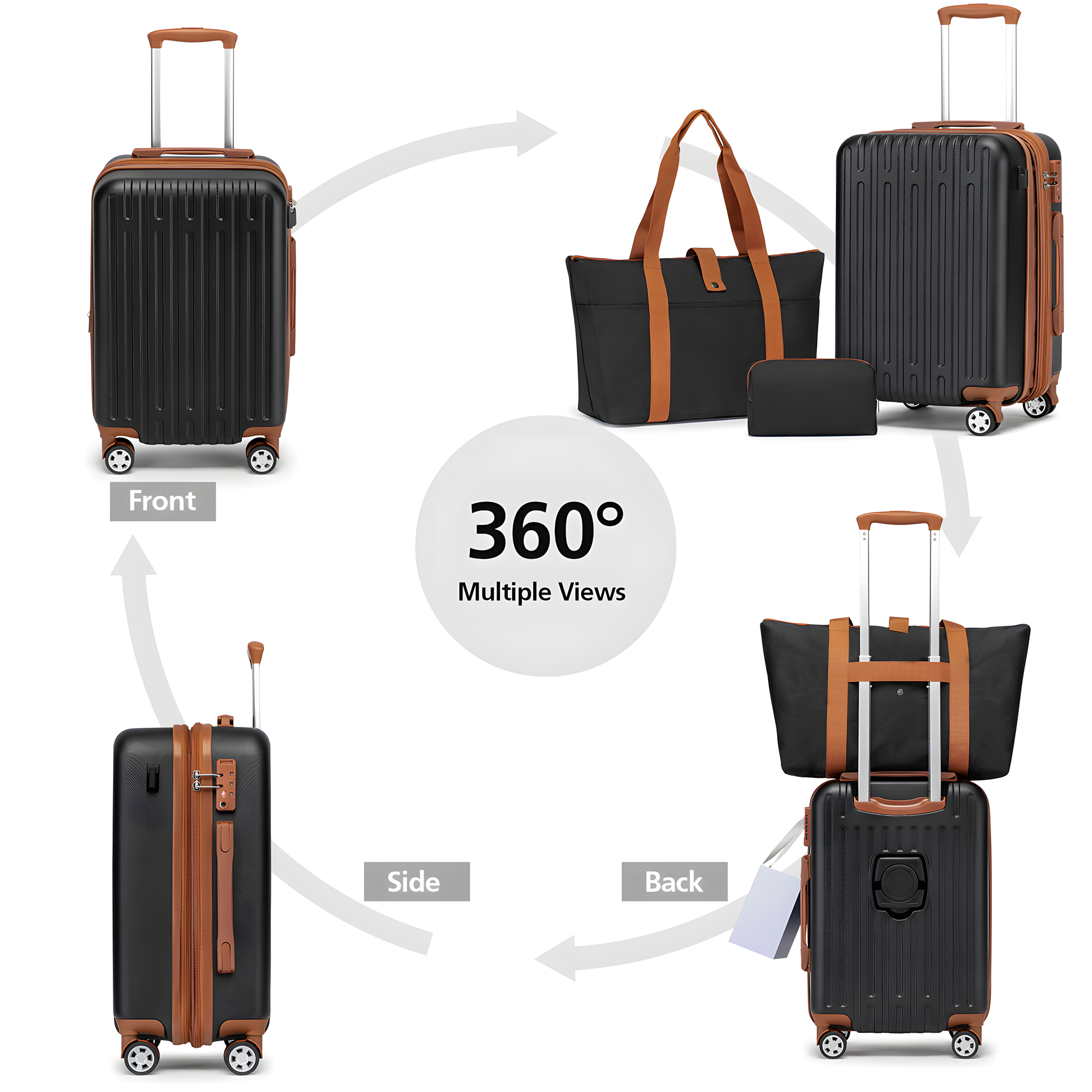 WEPLUS 5Piece Hardside Carry On Luggage Sets TSA Lock Spinner Wheels 20"24"28" Suitcase with Cup Holder