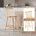 thumbnail image 4 of Dayalane Windsor Bar Stools Set of 2, 26" Farmhouse Wooden Counter Height Barstools with Spindle Back & Footrest, Armless Kitchen Island Stools for Bistro, Pub, Breakfast Bar,Natural, 4 of 9