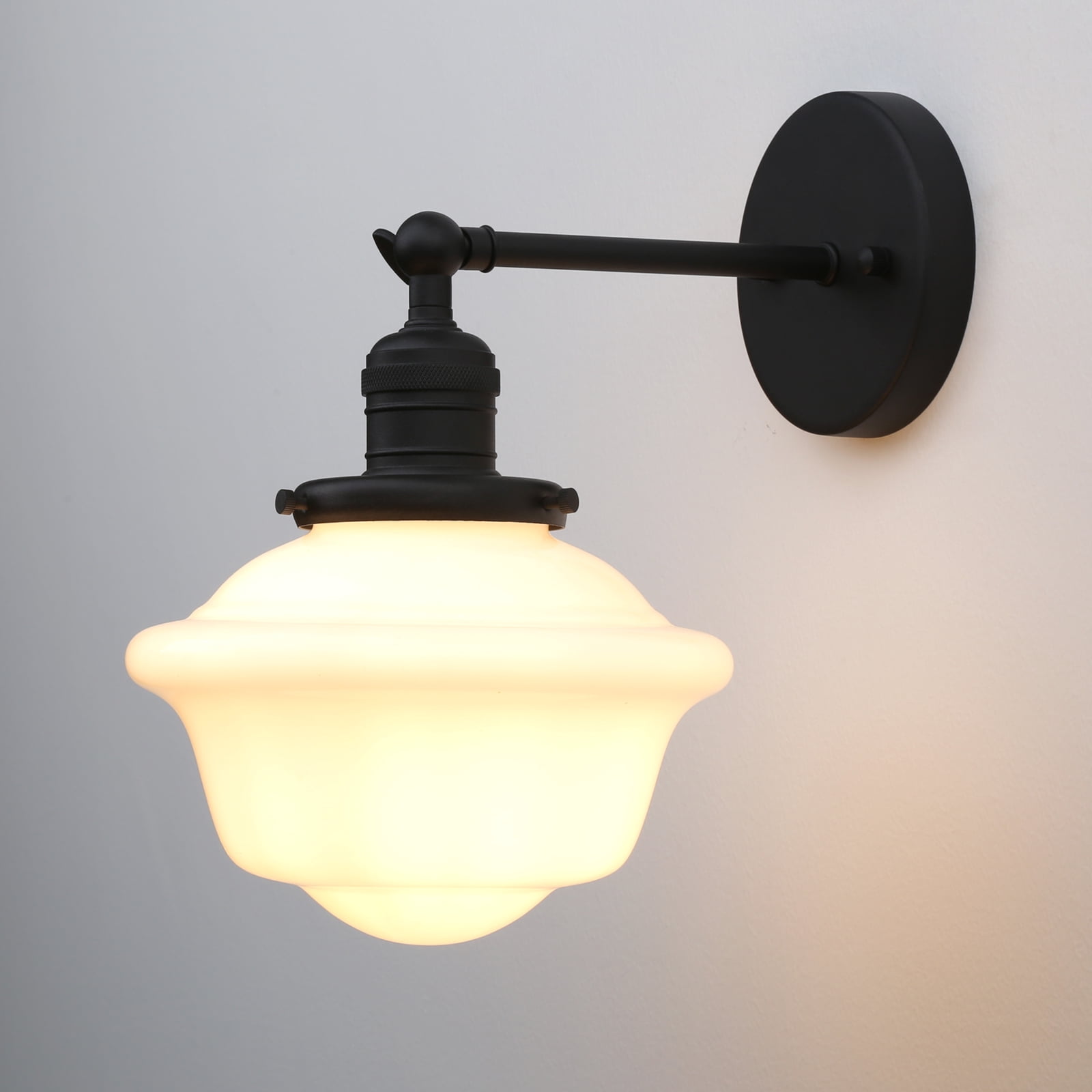 Pathson 1-Light Wall Sconce Milk White Glass Shade Wall Lighting for Living Room Bathroom